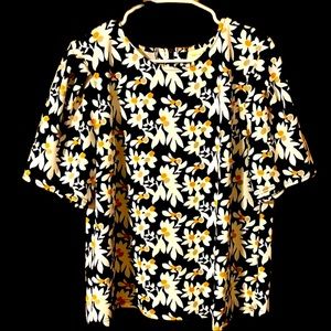 Melloday - XL - floral top , Cotton/spandex with zipper back